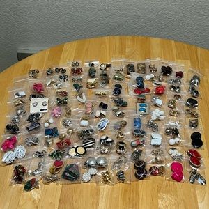 Huge Vintage Jewelry Lot- 114 pairs of clip on / screw back earrings
